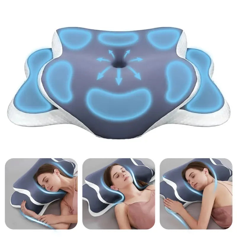 Oreiller Cervical Papillon Hauteur Réglable : Soulage Nuque et Épaules